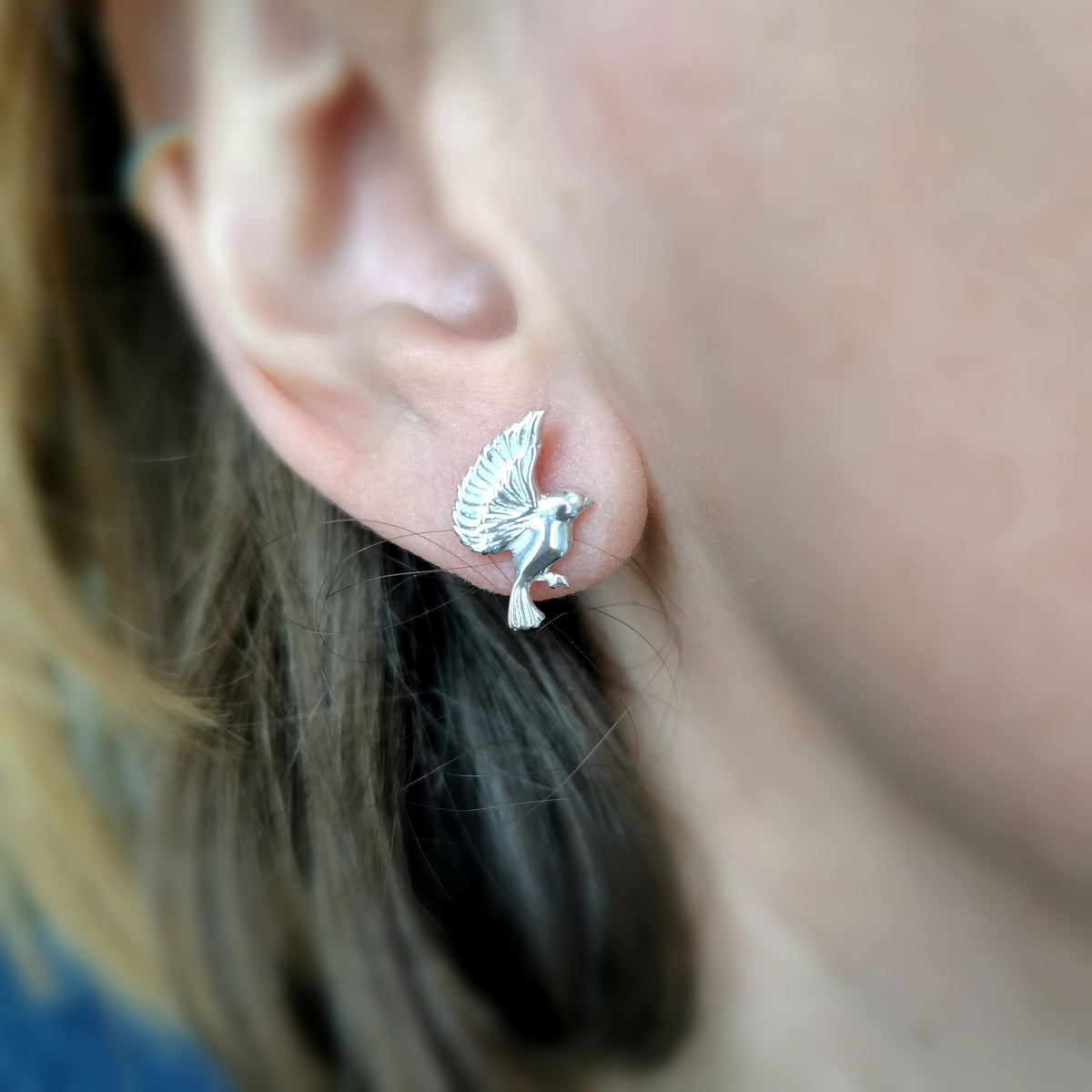 SALE Mismatched Garden Birds Studs 9ct Gold