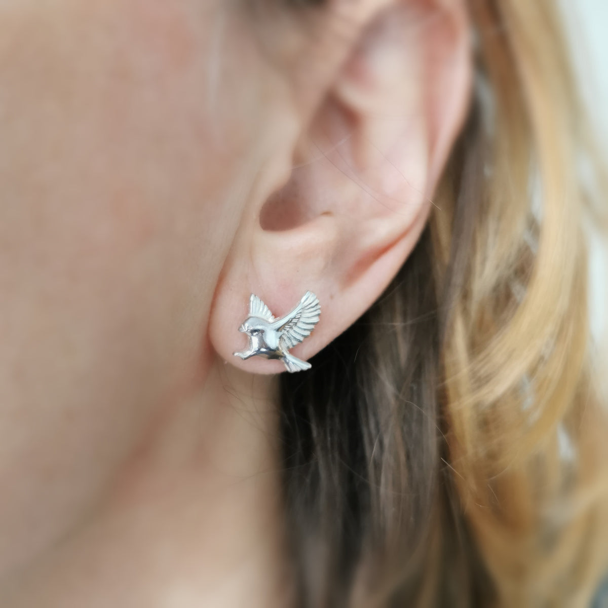 SALE Mismatched Garden Birds Studs 9ct Gold