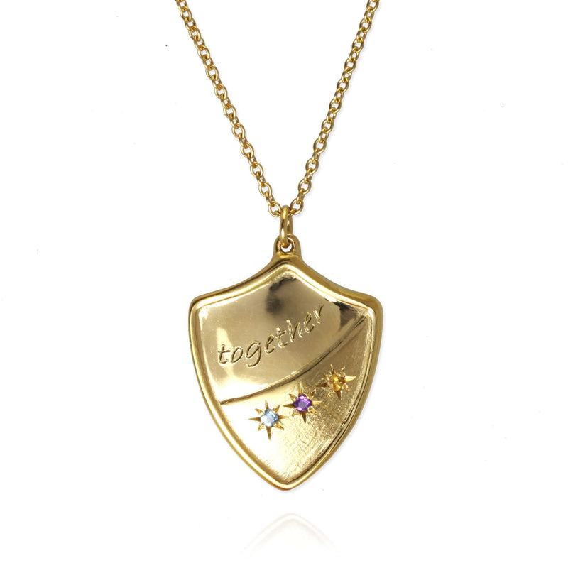 SALE gold plated Family Crest Pendant with Birthstones - Jana Reinhardt Ltd
