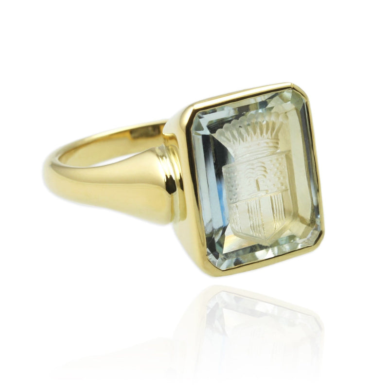 Signet Ring with Seal Engraved Aquamarine - Jana Reinhardt Ltd