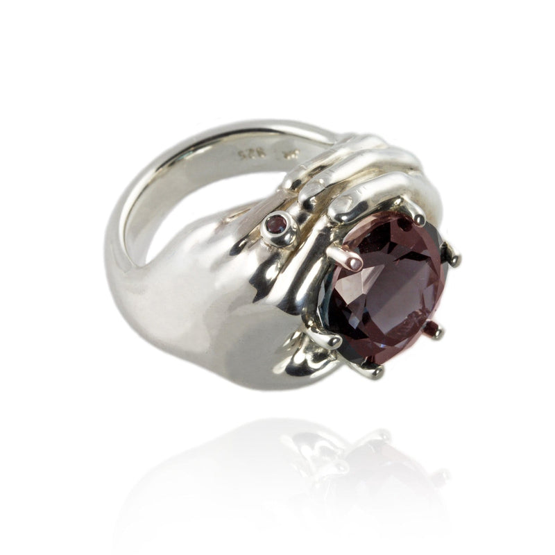 Silver Hands Ring with Garnet - Jana Reinhardt Ltd