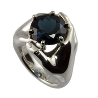 Silver Hands Ring with London Blue Topaz - Jana Reinhardt Ltd