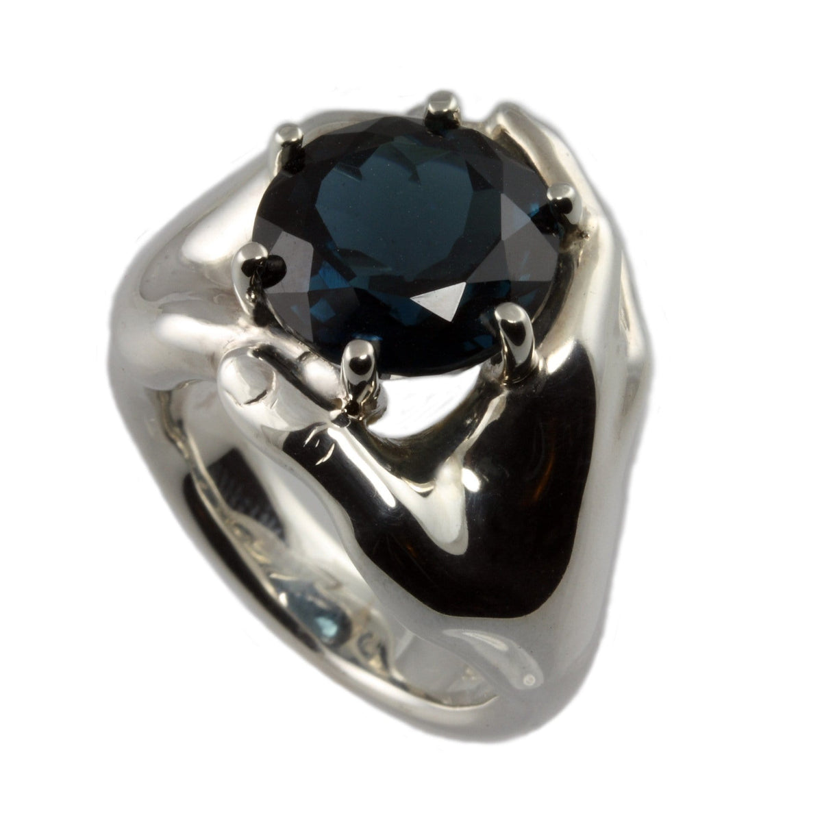 Silver Hands Ring with London Blue Topaz - Jana Reinhardt Ltd