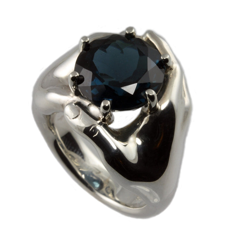 Silver Hands Ring with London Blue Topaz - Jana Reinhardt Ltd