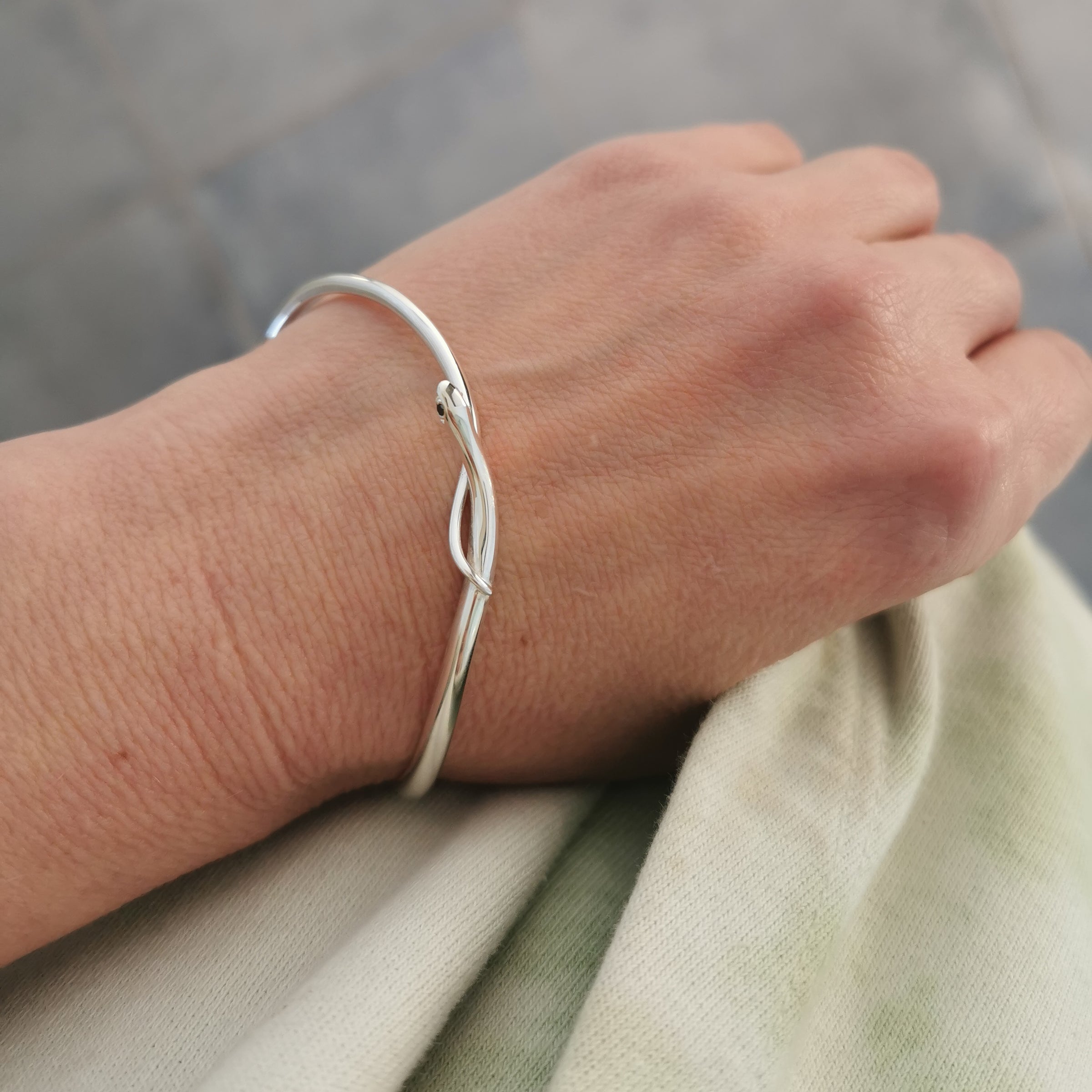 Snake Bangle with black diamonds - Jana Reinhardt Ltd