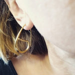 Snake Hoop Earrings with black diamonds