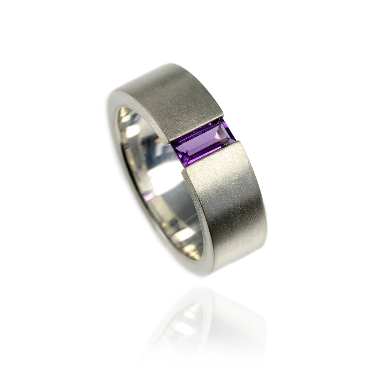 Sterling Silver Tension Set Ring with Amethyst - Jana Reinhardt Ltd