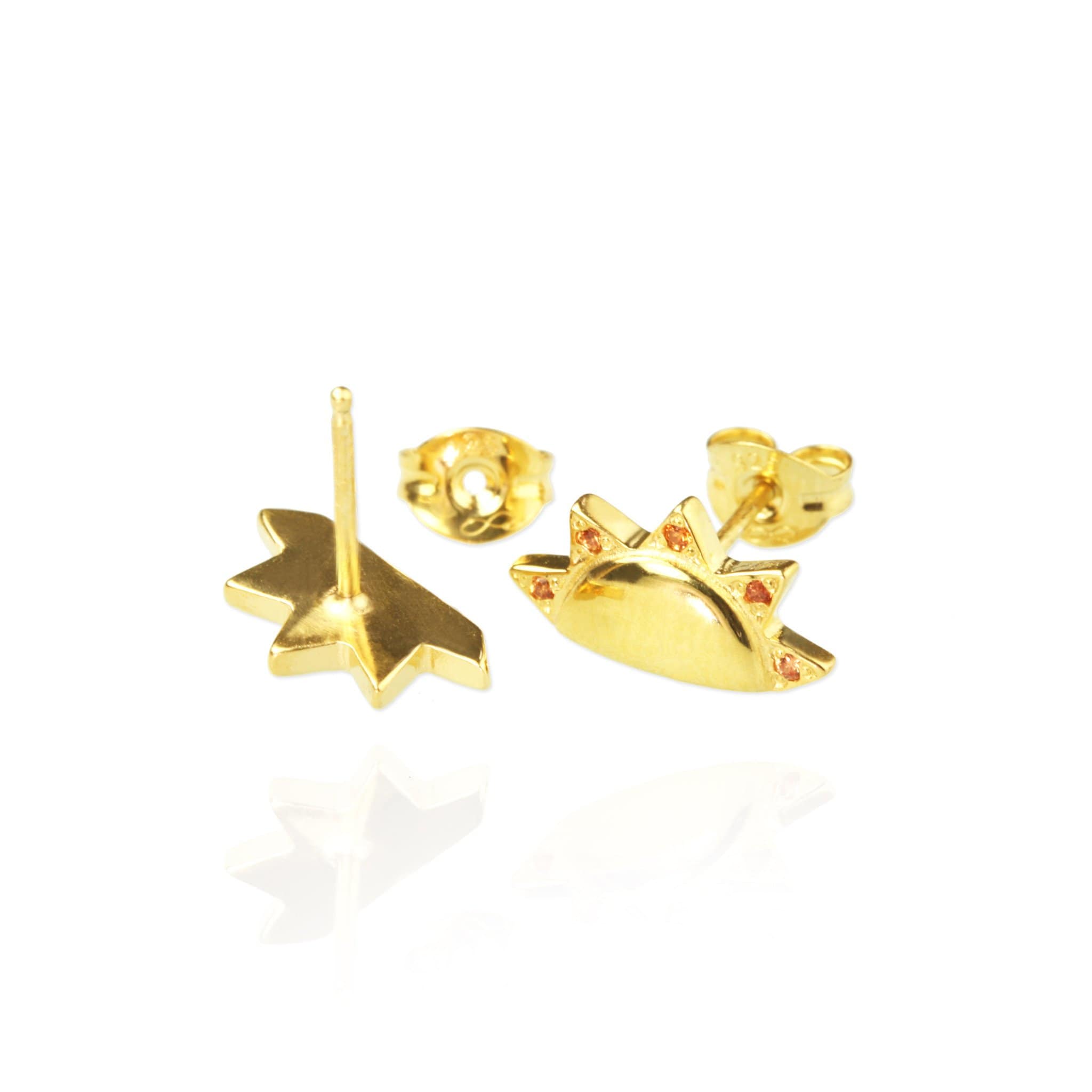Sun Stud Earrings with Orange Sapphires - Jana Reinhardt Ltd