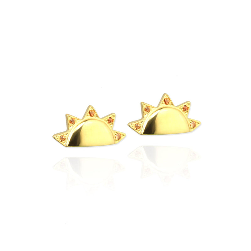 Sun Stud Earrings with Orange Sapphires - Jana Reinhardt Ltd