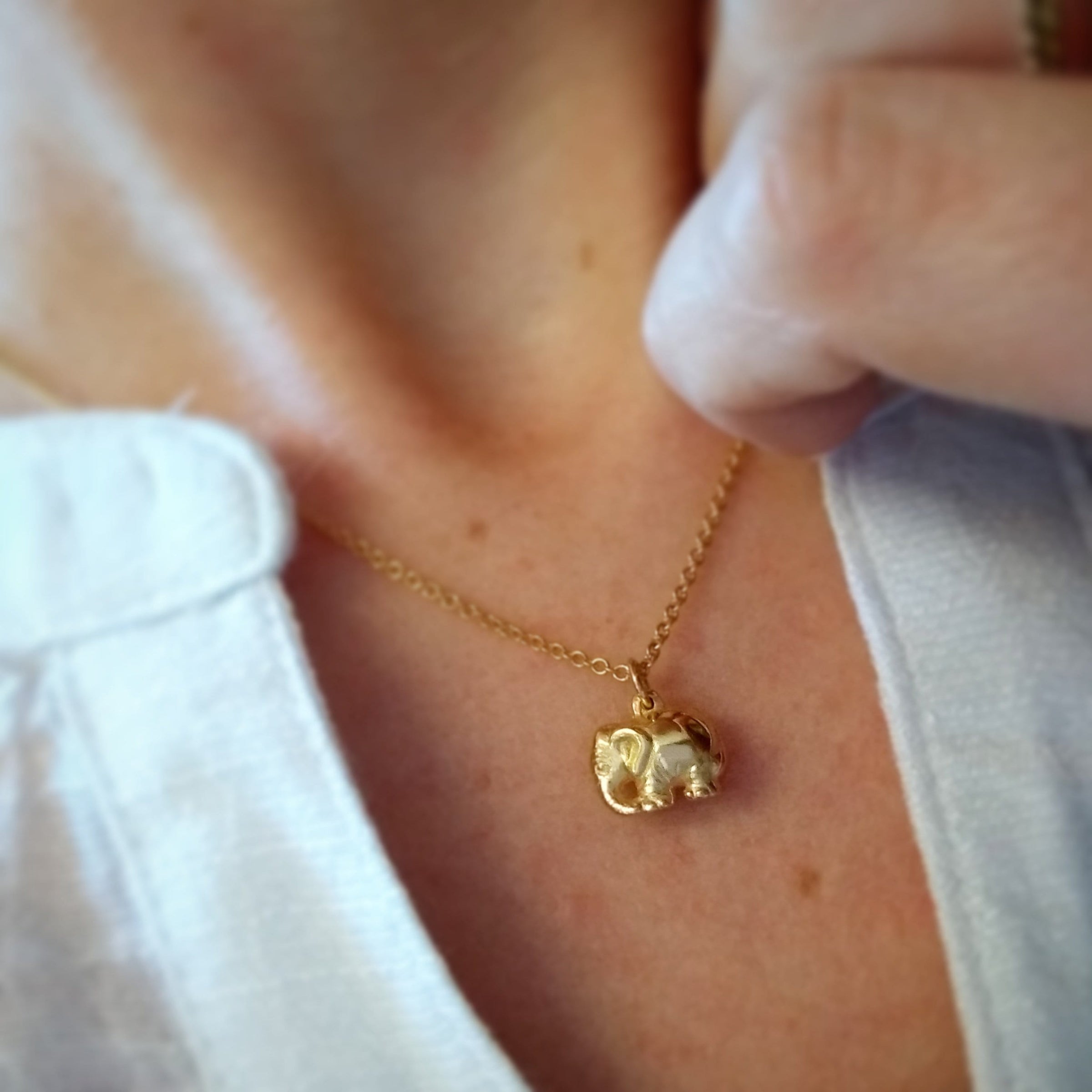Small gold hot sale elephant necklace