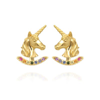 Unicorn Earrings with Rainbow Ear Jackets