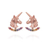 Unicorn Earrings with Rainbow Ear Jackets