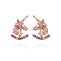 Unicorn Earrings with Rainbow Ear Jackets