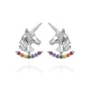 Unicorn Earrings with Rainbow Ear Jackets