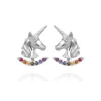 Unicorn Earrings with Rainbow Ear Jackets