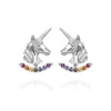 Unicorn Earrings with Rainbow Ear Jackets