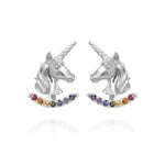 Pendientes de unicornio con orejeras arcoíris