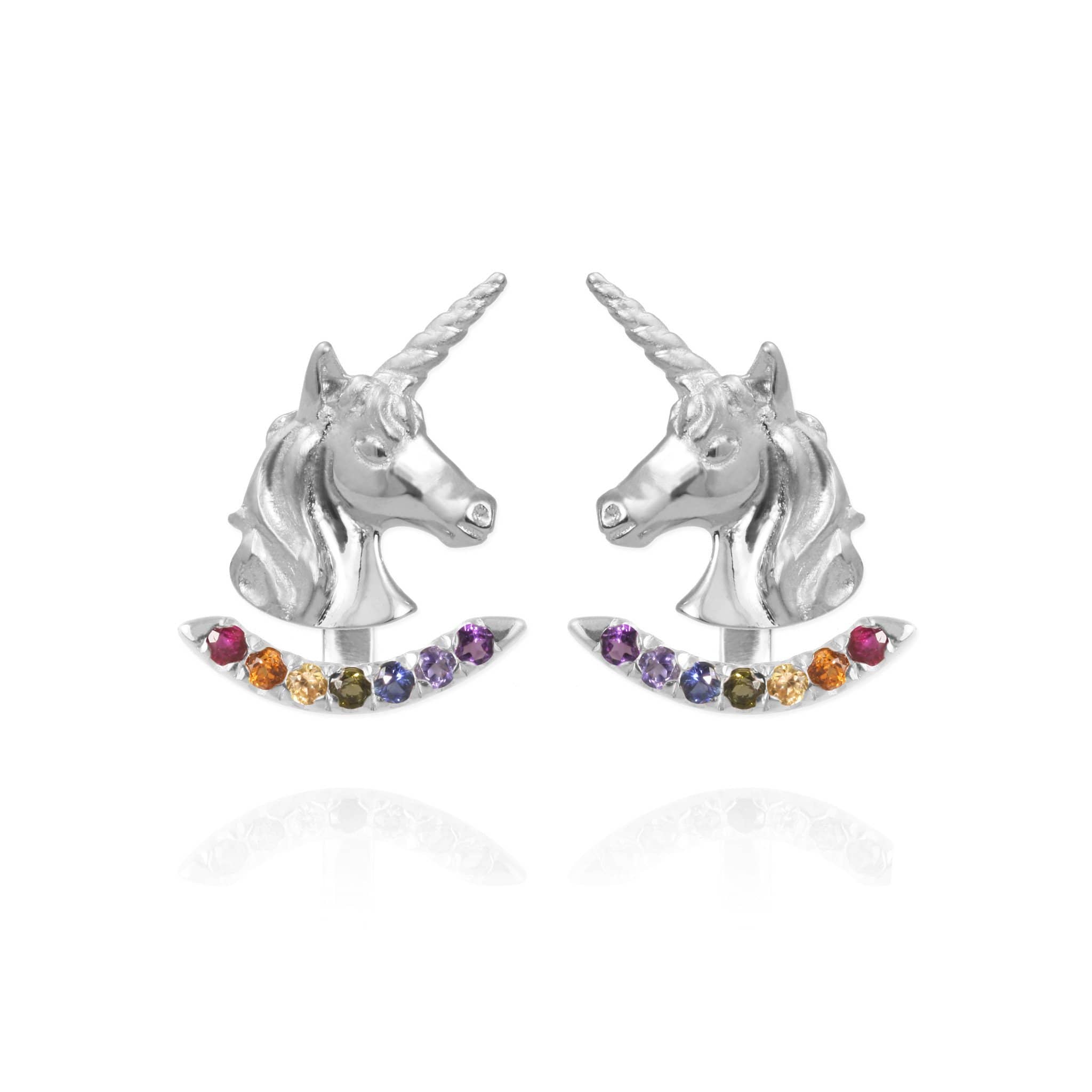 Silver online unicorn earrings
