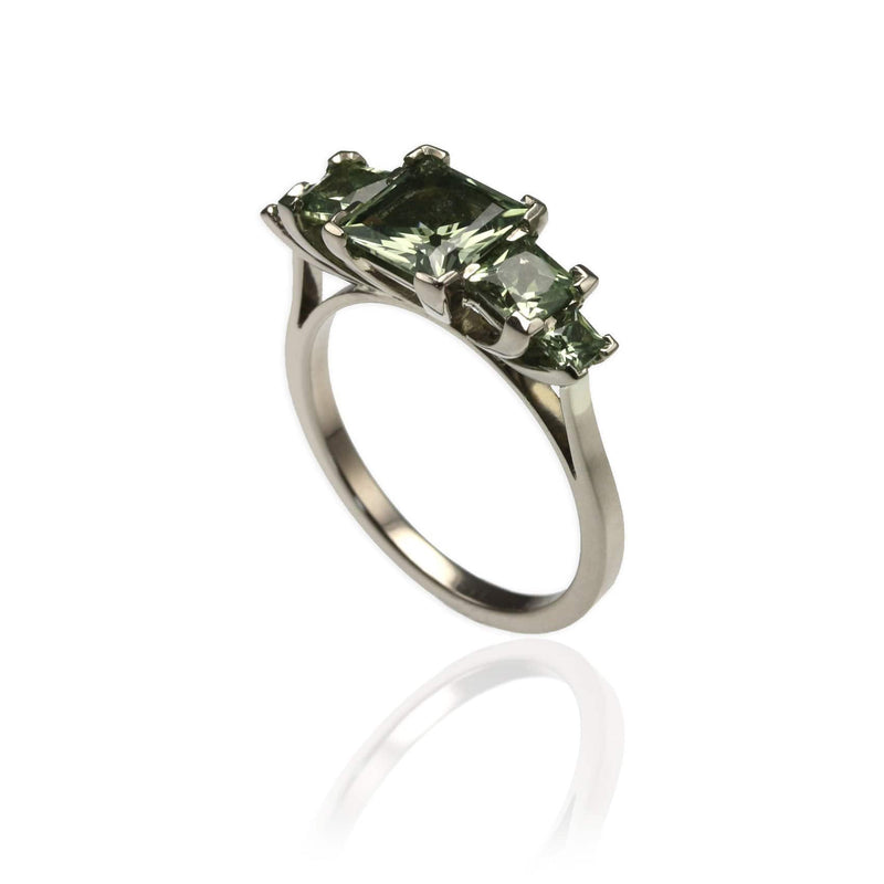 White Gold & Green Sapphires Ring - Jana Reinhardt Ltd