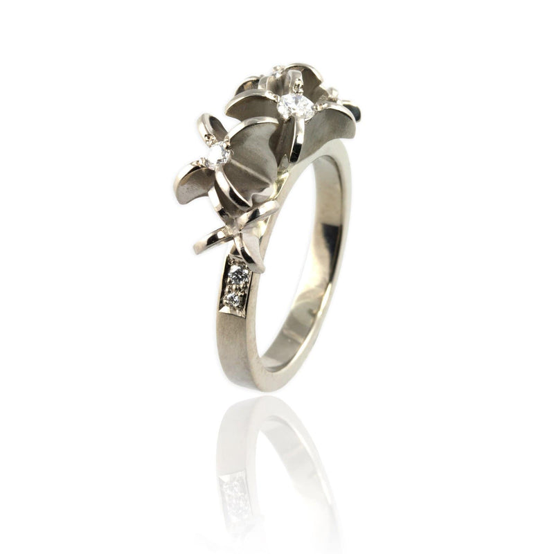 White Gold and Diamonds Flower Ring - Jana Reinhardt Ltd