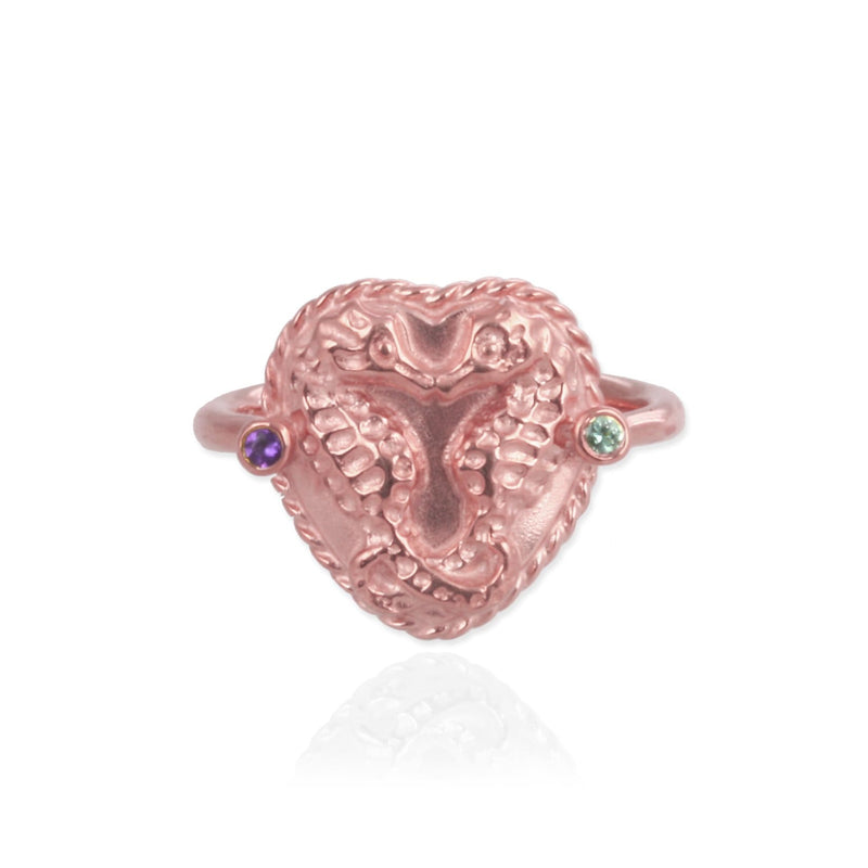 Seahorse Ring with Birthstones