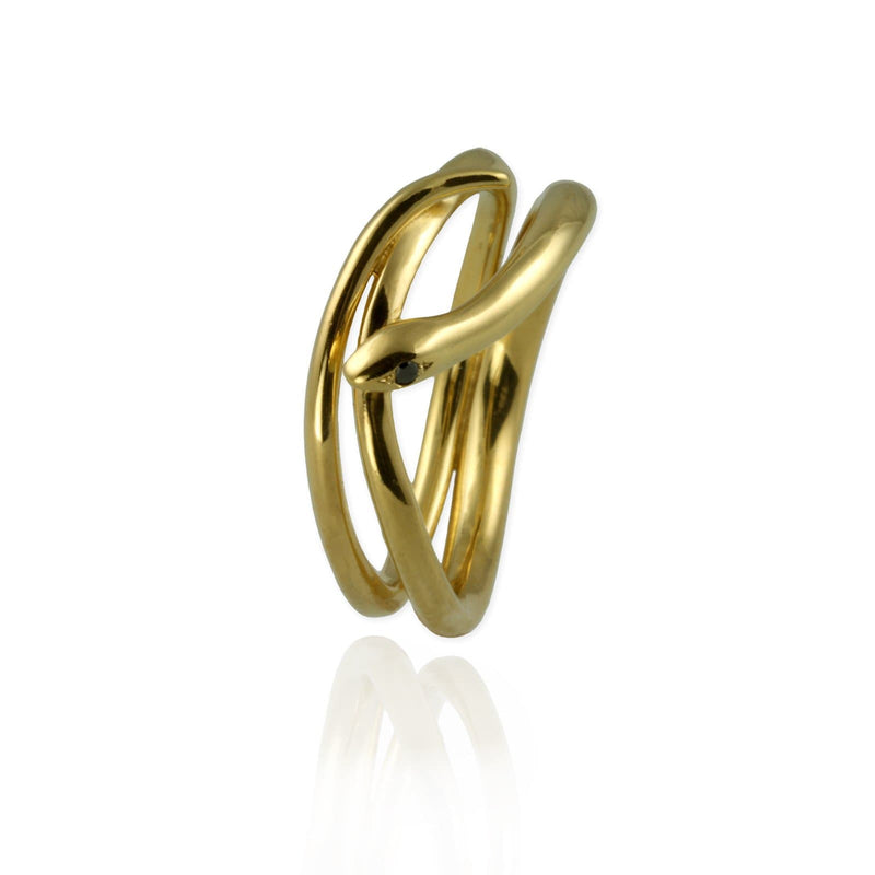 Coiled Snake Ring with black diamonds - Jana Reinhardt Ltd - 1