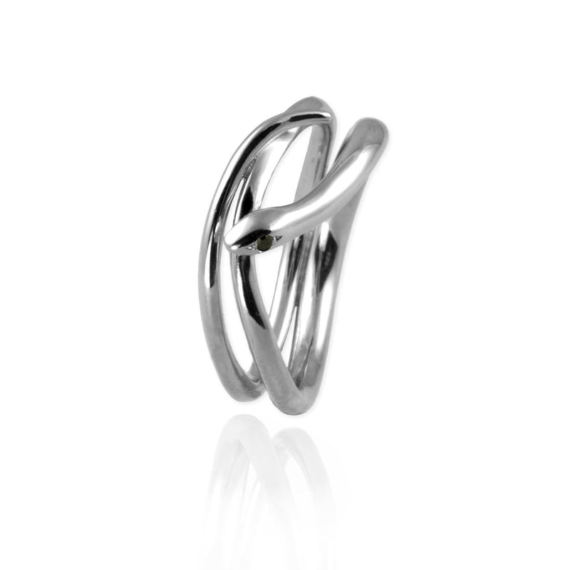 Coiled Snake Ring with black diamonds - Jana Reinhardt Ltd - 4