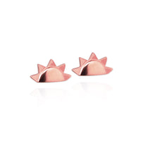 Sun Stud Earrings with Orange Sapphires