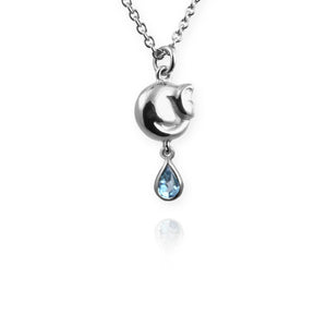 Tiny Cat Necklace with blue topaz drop - Jana Reinhardt Ltd - 3