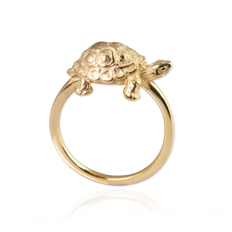22 Kt Gold Tortoise Ring - ajri67408 - US$ 841 - 22 Kt Gold Tortoise Ring  is design with studded high quality cubic zircons on the side and the thre