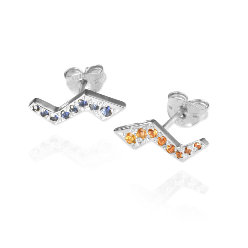 Flash Stud Earrings with Sapphires